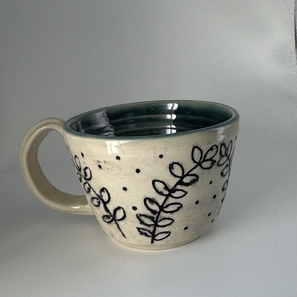 Handcrafted Ceramic Mug with Leaf Design